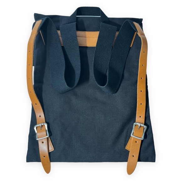 Indian Motorcycle Black Canvas Leather Backpack Book Gear Travel‎ Bag NWOT - Picture 3 of 11